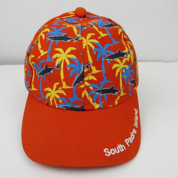 South Padre Island Youth 54 C Adjustable Cap Orange Multicolored Palm Trees & Sh - Picture 2 of 9